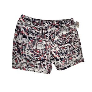 NEW Pro Player Plus Geo Print Biker Shorts 2X‎ Activewear Abstract Red White